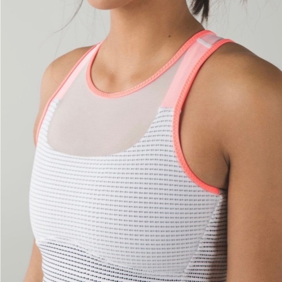 Lululemon Ready,Set,Sweat Tank Double Dot White Black/Very Light Flare Size 4 - Picture 2 of 15